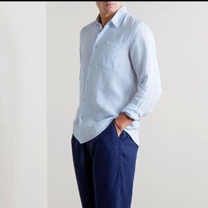 Vilebrequin Light Blue Linen Button-Down Shirt